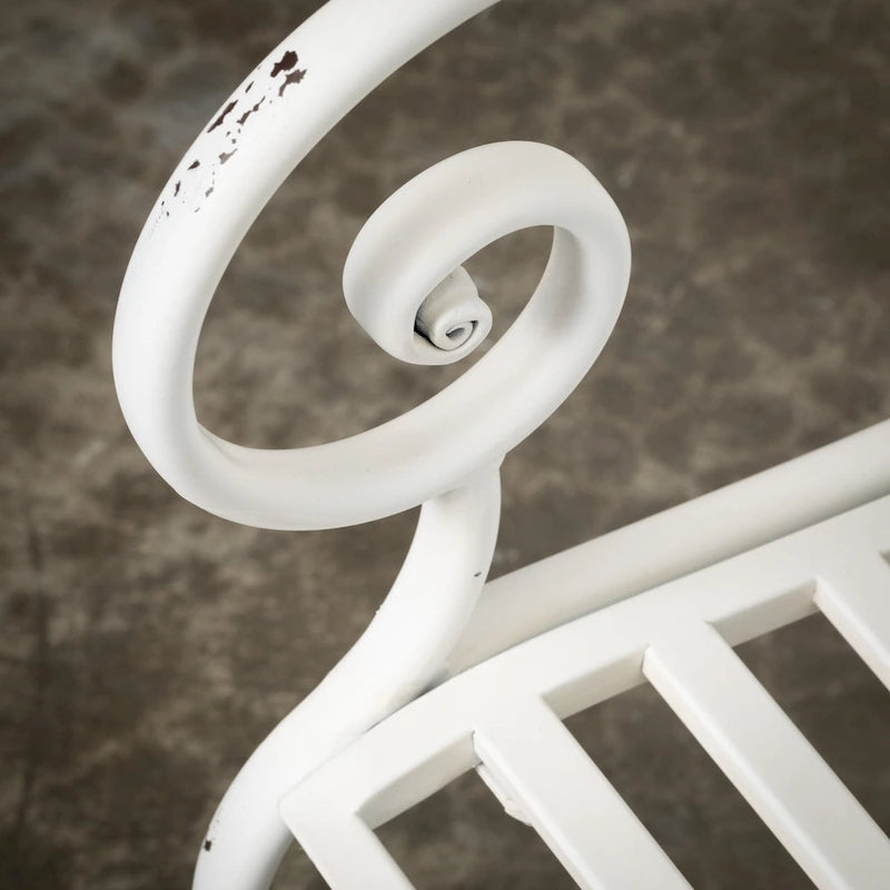 Banc de jardin en métal blanc éclatant - 45,5L x 18,5l x 36H