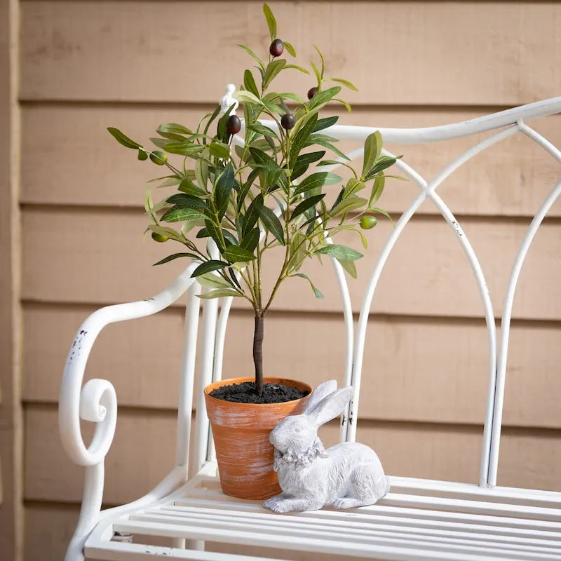 Banc de jardin en métal blanc éclatant - 45,5L x 18,5l x 36H