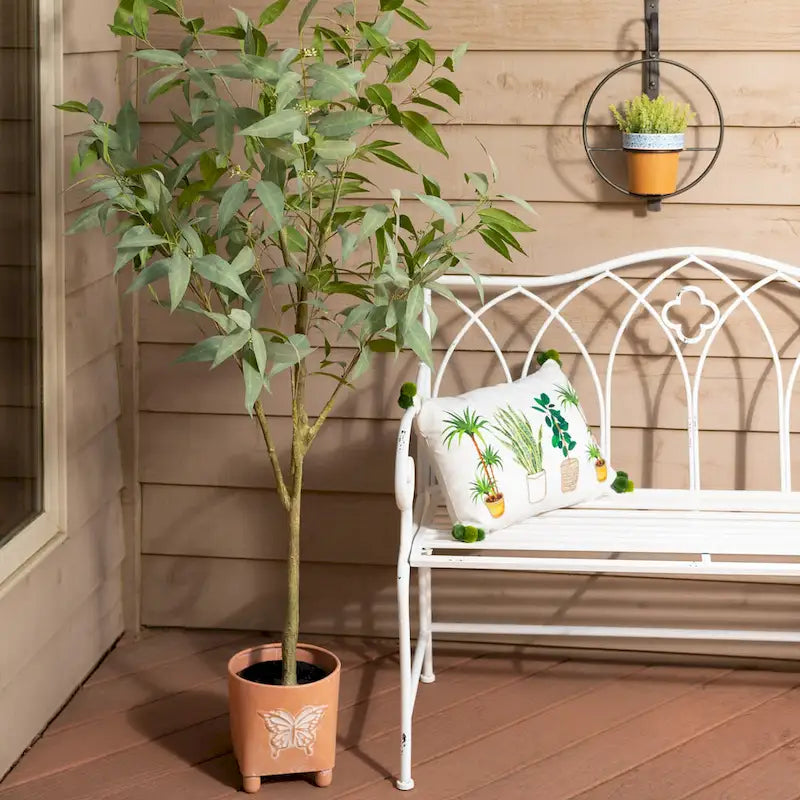 Banc de jardin en métal blanc éclatant - 45,5L x 18,5l x 36H