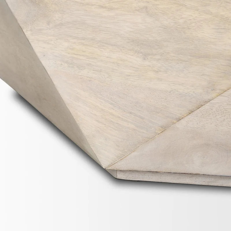 Table basse hexagonale noire en bois massif avec rangement