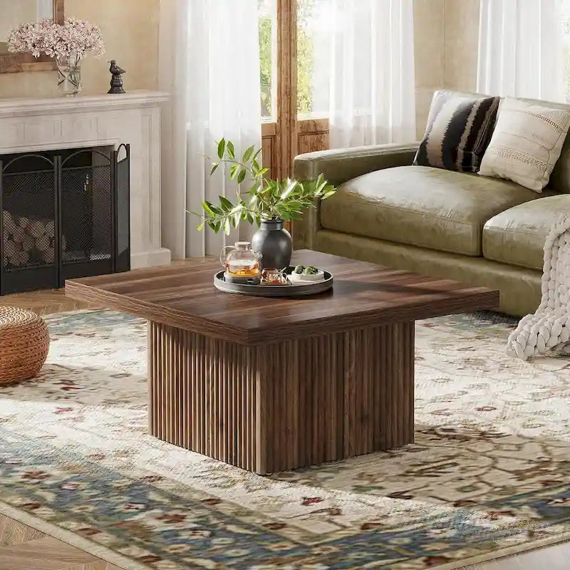 Table basse carrée vintage, table centrale pour salon, table basse de cocktail