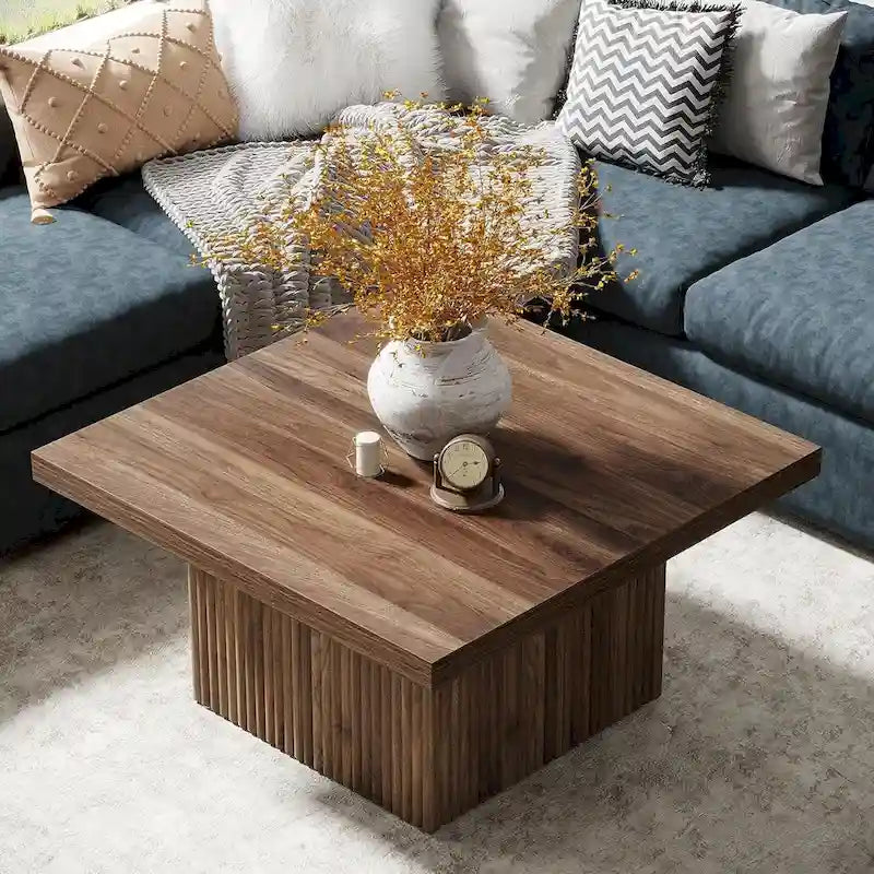 Table basse carrée vintage, table centrale pour salon, table basse de cocktail