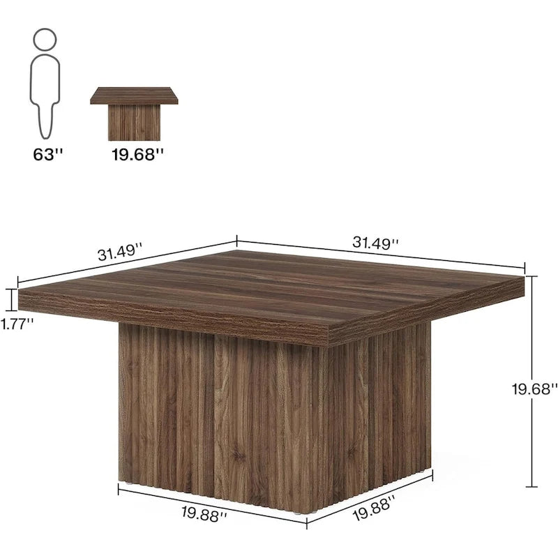 Table basse carrée vintage, table centrale pour salon, table basse de cocktail