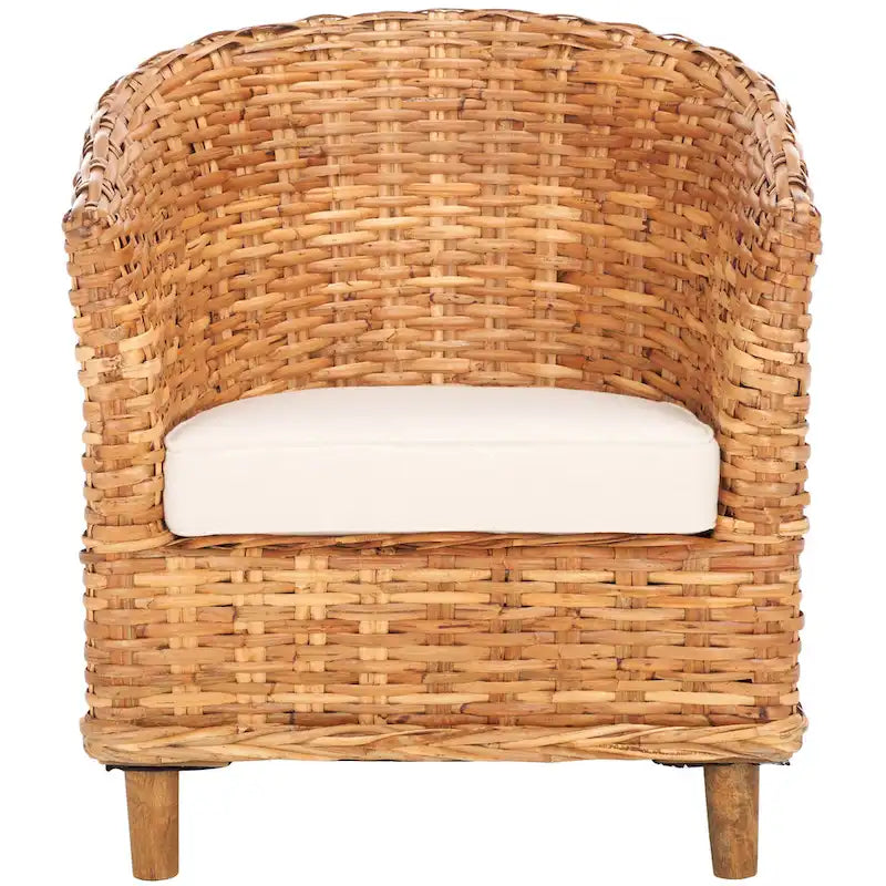 Fauteuil en rotin Barrel avec coussin – 29Lx27Px33H