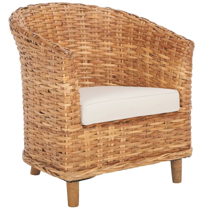 Fauteuil en rotin Barrel avec coussin – 29Lx27Px33H