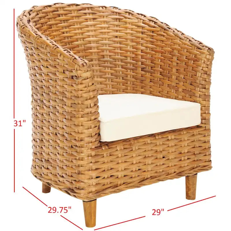 Fauteuil en rotin Barrel avec coussin – 29Lx27Px33H
