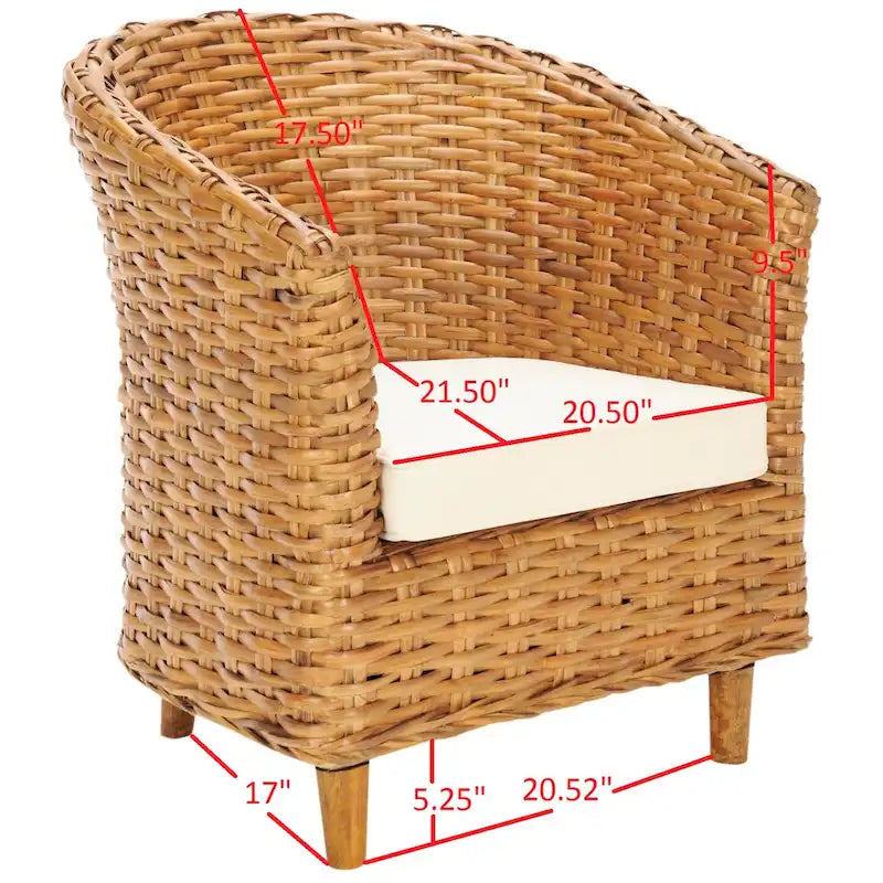 Fauteuil en rotin Barrel avec coussin – 29Lx27Px33H