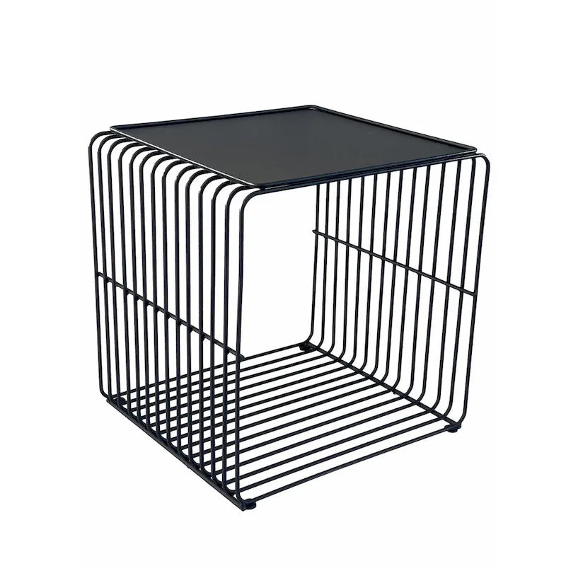 Table d'appoint de 16 pouces, cadre en fil métallique noir effet cascade