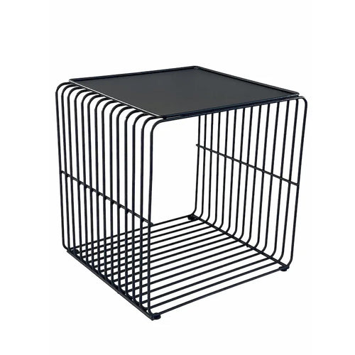 Table d'appoint de 16 pouces, cadre en fil métallique noir effet cascade