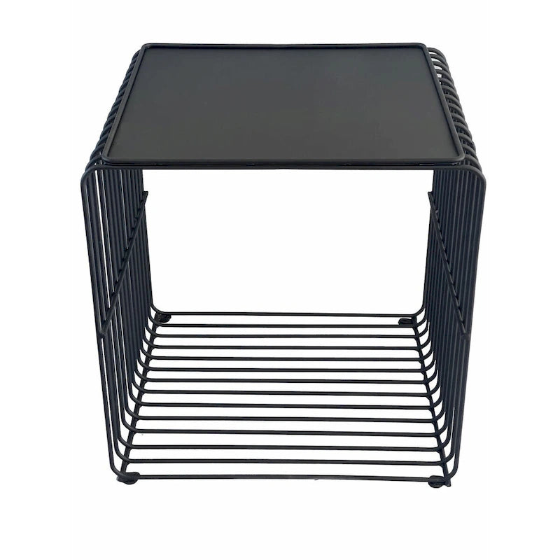 Table d'appoint de 16 pouces, cadre en fil métallique noir effet cascade
