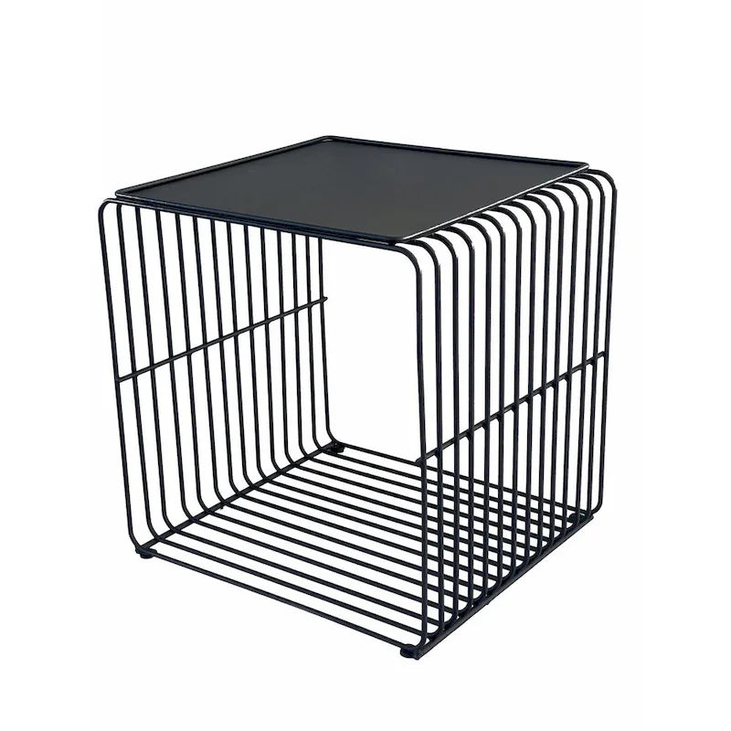 Table d'appoint de 16 pouces, cadre en fil métallique noir effet cascade