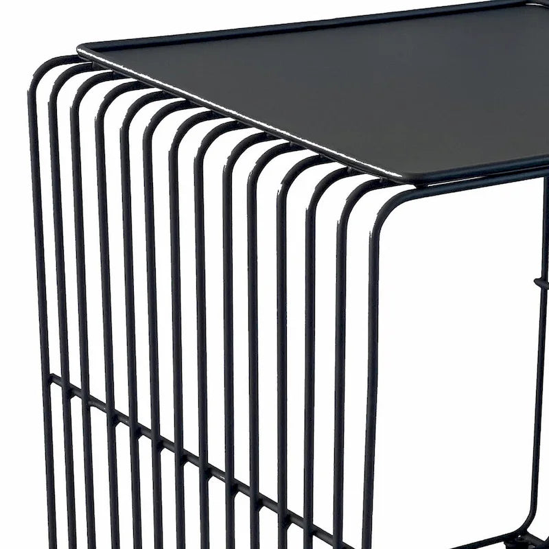 Table d'appoint de 16 pouces, cadre en fil métallique noir effet cascade