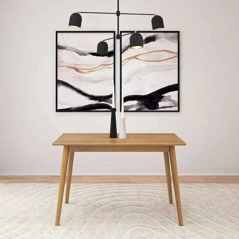 Table à manger moderne du milieu du siècle, 48 pouces, en pin massif