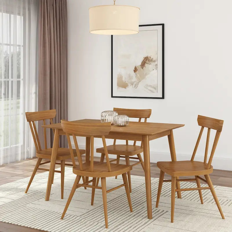Table à manger moderne du milieu du siècle, 48 pouces, en pin massif