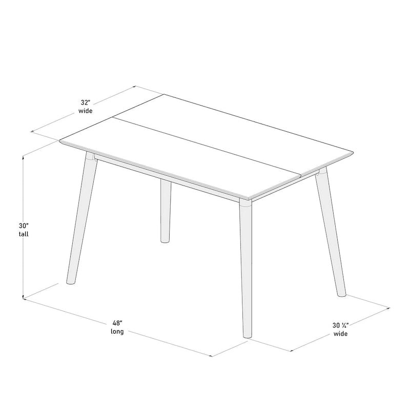 Table à manger moderne du milieu du siècle, 48 pouces, en pin massif
