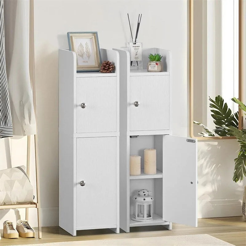 Petit meuble de rangement pour salle de bain - Petit meuble avec portes et étagères réglables - 18 P x 20 La x 75,4 H cm