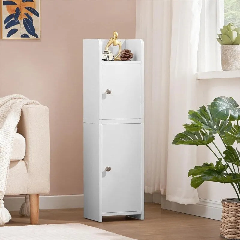 Petit meuble de rangement pour salle de bain - Petit meuble avec portes et étagères réglables - 18 P x 20 La x 75,4 H cm