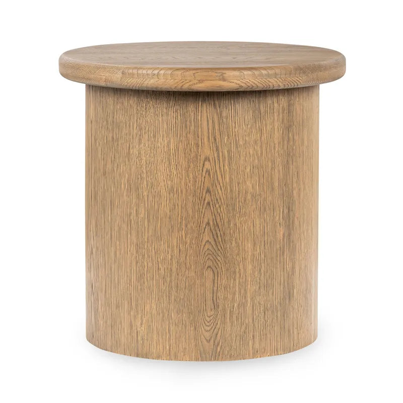 Table d'appoint ronde en placage de chêne de 22 pouces